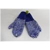 Image 1 : NEW HAND KNIT MITTENS SIZE LRG; BLUE & WHIITE