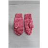 Image 1 : NEW HAND KNIT MITTENS SIZE MED; PINK/ RED STRIPED