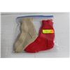 Image 1 : 2PK NEW HAND KNIT SOCKS SIZE MED; RED & BEIGE