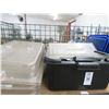 Image 2 : Lot & 2 Shelves of Trays, Lids, Baskets, Cambro Pans & Bus Tubs