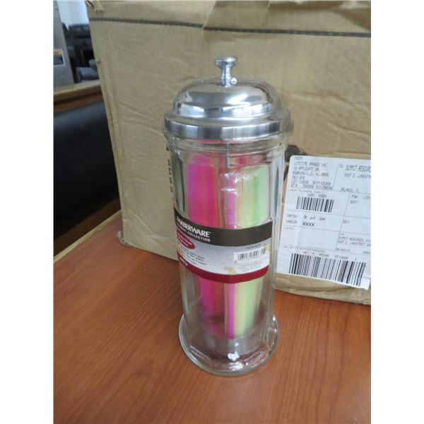 Lifetime Brand 6 Pack Glass Straw Dispenser