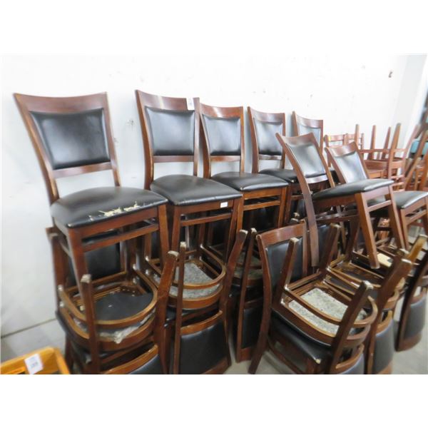 23-Black Padded Oak Trim Dining Chairs - 23 X $