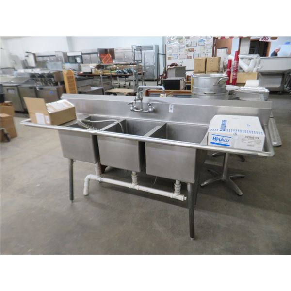 S/S 7' 3 Comp Sink w/Drainboards & Wand