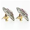 Image 9 : Antique Art Deco Platinum 3.57 ctw GIA European Diamond & Ruby Filigree Earrings