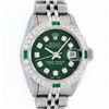 Rolex Ladies Stainless Steel Green Diamond & Emerald 26MM Datejust Wristwatch