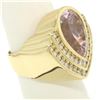 Image 7 : 14k Yellow Gold Bezel Pear Morganite & Diamond Channels 8.05 ctw Large Ring