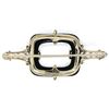 Image 3 : Antique Art Deco 14k White Gold Open Black Onyx Leaf & Milgrain Etched Scarf Pin