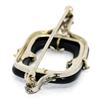 Image 4 : Antique Art Deco 14k White Gold Open Black Onyx Leaf & Milgrain Etched Scarf Pin