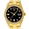 Image 1 : Rolex Mens 18K Yellow Black Diamond Lugs President Wristwatch