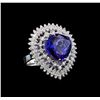 GIA Cert 11.22 ctw Tanzanite and Diamond Ring - 14KT White Gold