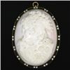 Image 2 : Antique 14K Yellow Gold LARGE Carved Coral Cameo Enamel Frame Brooch Pin Pendant