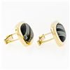 Image 4 : Vintage 14k Yellow Gold Swivel Cuff Links w/ Hematite Inlaid in Black Onyx