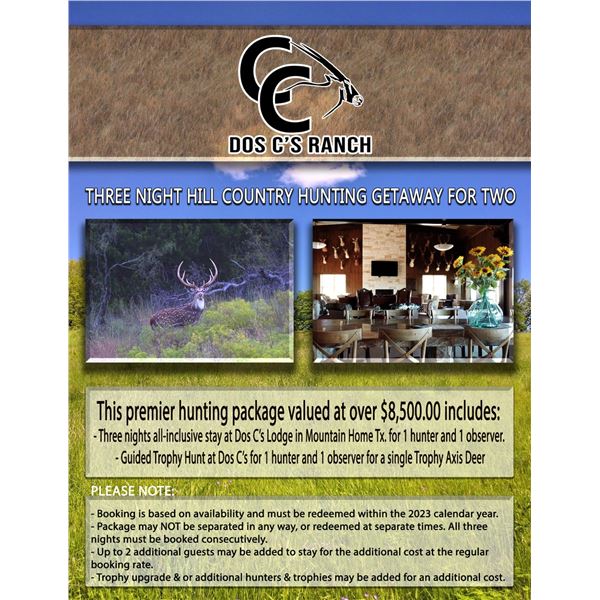 Dos C’s Ranch trophy axis deer hunt