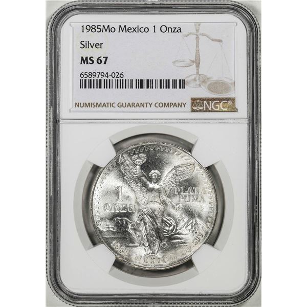 1985Mo Mexico 1 Onza Libertad Silver Coin NGC MS67