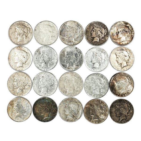 Lot of (20) $1 Peace Silver Dollar Coins Culls