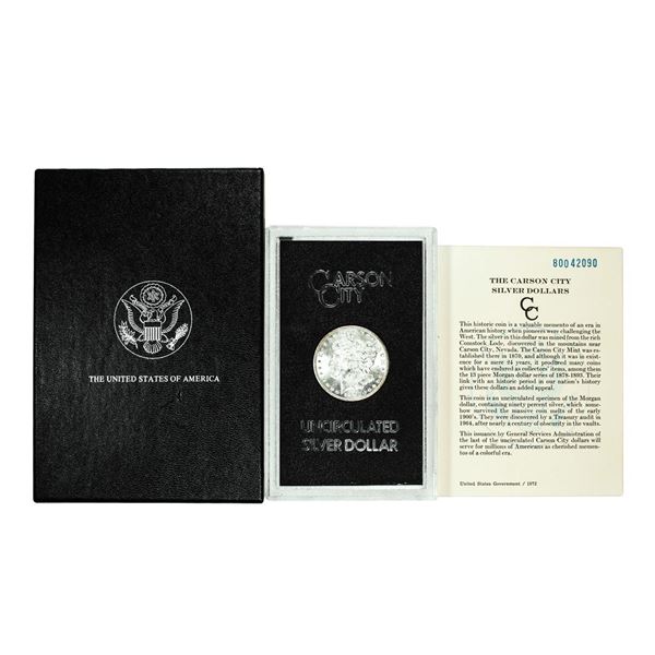 1880-CC $1 Morgan Silver Dollar Coin GSA Hoard Uncirculated with Box & COA