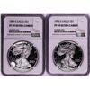 Image 1 : Lot of 1989-1990 $1 Proof American Silver Eagle Coins NGC PF69 Ultra Cameo