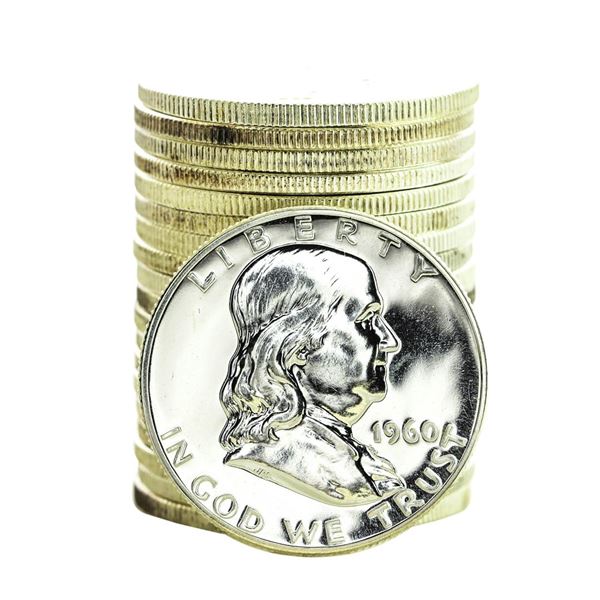 Roll of (20) Proof 1960 Franklin Half Dollar Coins