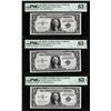 Image 1 : (3) Consecutive 1935G No Motto $1 Silver Certificate Notes PMG Ch. Uncirculated 63EPQ