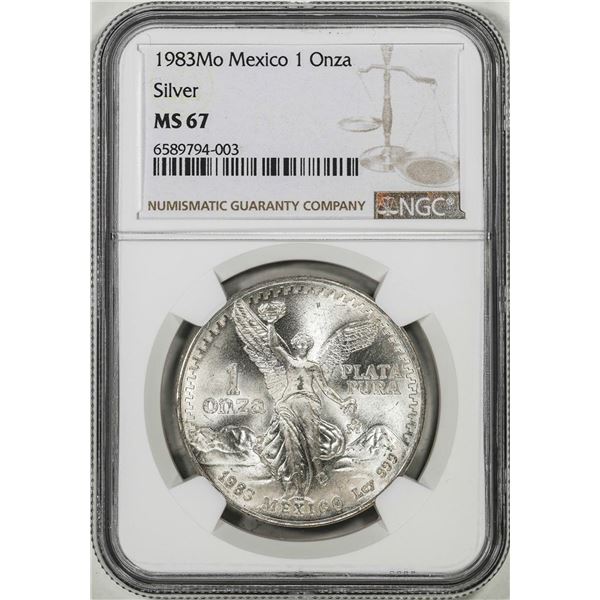 1983Mo Mexico 1 Onza Libertad Silver Coin NGC MS67