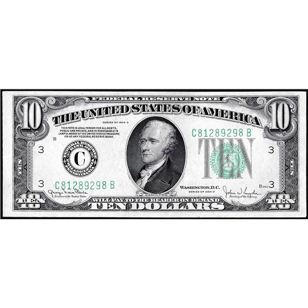 1934D $10 Federal Reserve Note Philadelphia