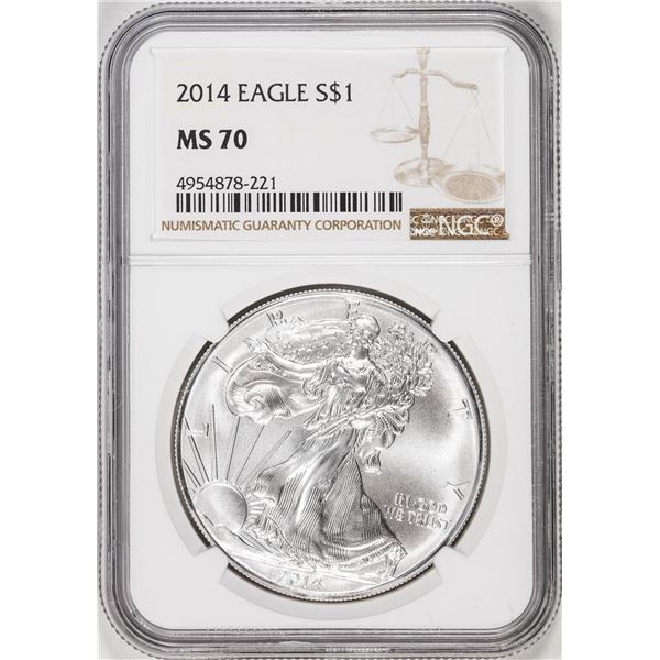 2014 $1 American Silver Eagle Coin NGC MS70