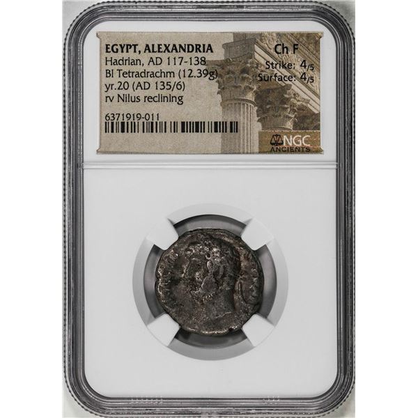 Alexandria Egypt Hadrian 117-138 AD Bi Tetradrachm Ancient Coin NGC CH F