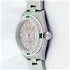 Image 5 : Rolex Ladies Stainless Steel Salmon Arabic Diamond and Emerald Datejust Wristwatch
