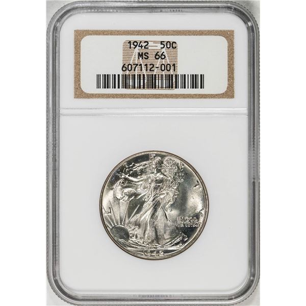 1942 Walking Liberty Half Dollar Coin NGC MS66