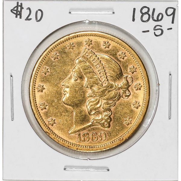 1869-S Type 2 $20 Liberty Head Double Eagle Gold Coin
