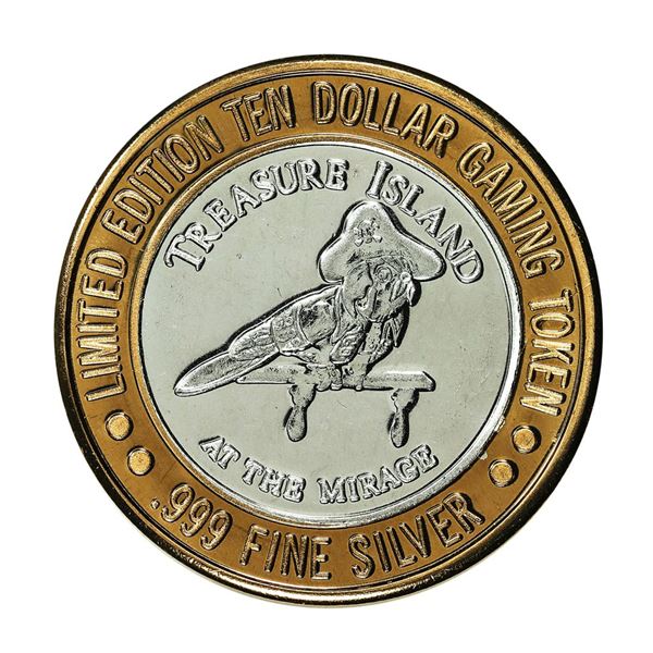 .999 Silver Treasure Island Las Vegas, Nevada $10 Casino Limited Edition Gaming Token