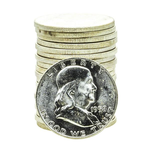 Roll of (20) Brilliant Uncirculated 1958-D Franklin Half Dollar Coins