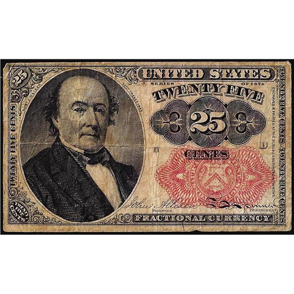 1874 Fifth Issue Twenty Five Cents Fractional Currency Note