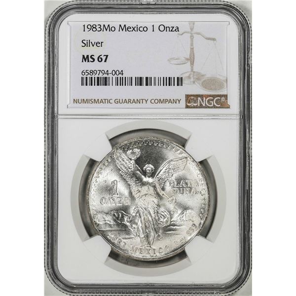 1983Mo Mexico 1 Onza Libertad Silver Coin NGC MS67