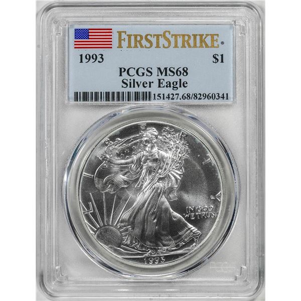 1993 $1 American Silver Eagle Coin PCGS MS68 First Strikes