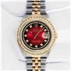 Image 3 : Rolex Men's Two Tone Red Vignette 3 ctw Channel Set Diamond Datejust Wristwatch