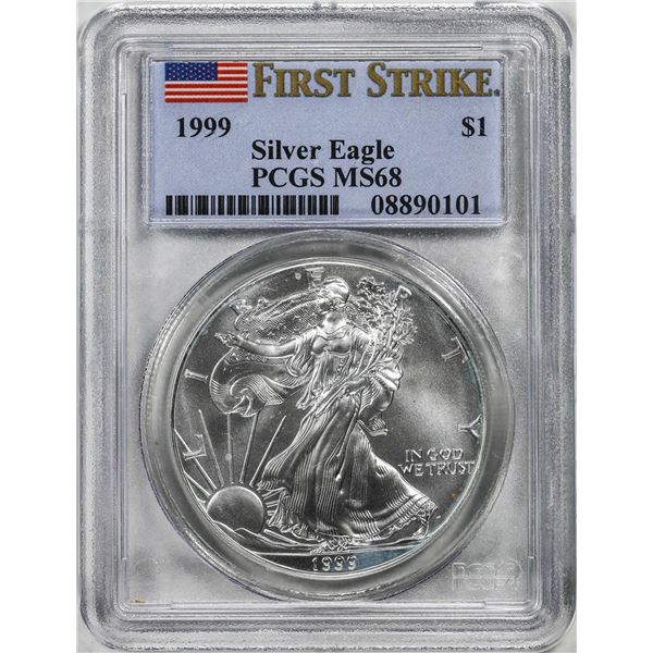 1999 $1 American Silver Eagle Coin PCGS MS68 First Strikes