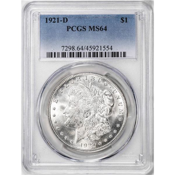 1921-D $1 Morgan Silver Dollar Coin PCGS MS64