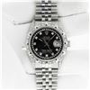 Image 3 : Rolex Men's Stainless Steel Black Diamond Pyramid Bezel Datejust Wristwatch