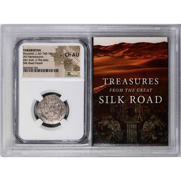 Tabaristan Khurshid, 740-761 c.AD AR Hemidrachm Ancient Coin NGC Ch AU Story Box