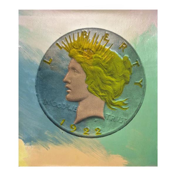Steve Kaufman (1960-2010) "1921 Coin" Original Mixed Media on Canvas