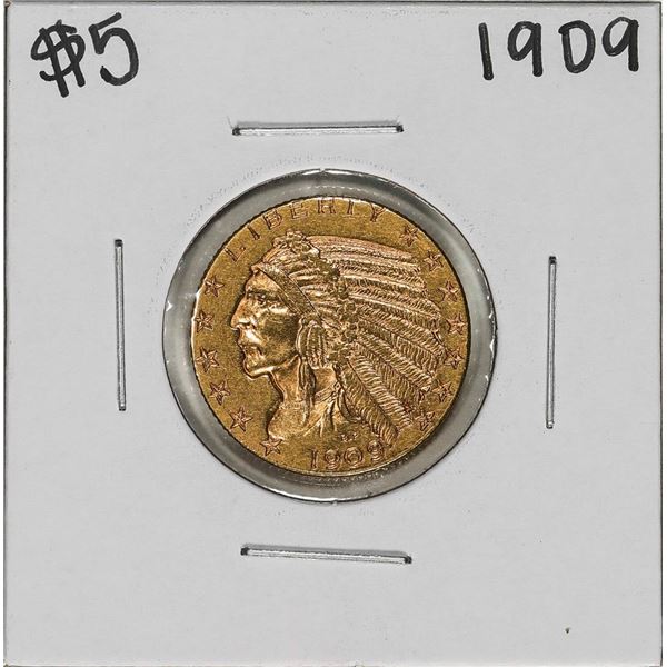 1909 $5 Indian Head Half Eagle Gold Coin
