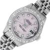 Image 1 : Rolex Ladies Stainless Steel Pink Mother of Pearl Diamond Datejust Wristwatch
