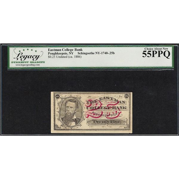 Eastman College Bank 25 Cents Poughkeepsie, NY Obsolete Note Legacy Ch. About New 55PPQ