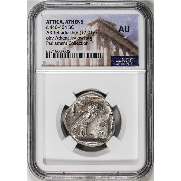 Ancient Greek 440-404 BC Attica Athens AR Tetradrachm Athena Owl Coin NGC AU