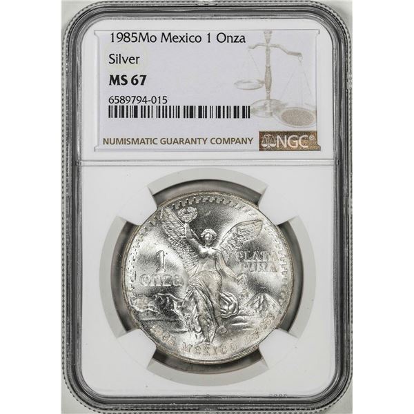 1985Mo Mexico 1 Onza Libertad Silver Coin NGC MS67