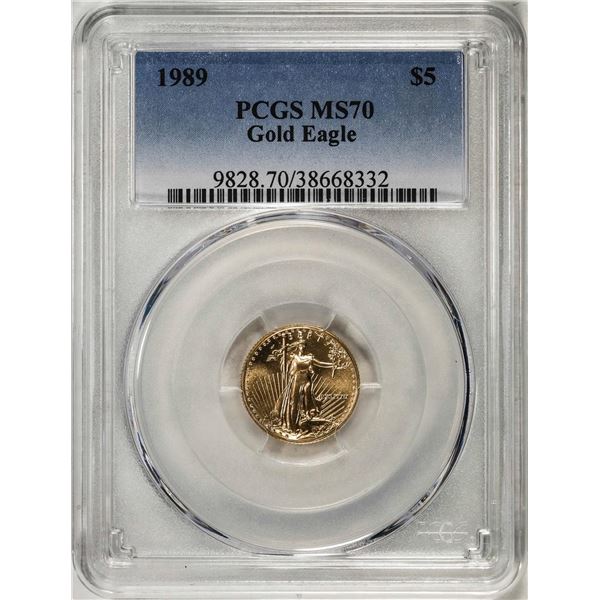 1989 $5 American Gold Eagle Coin PCGS MS70