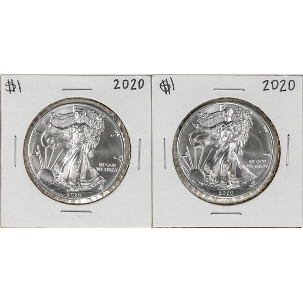 Lot of (2) 2020 $1 American Silver Eagle Coins