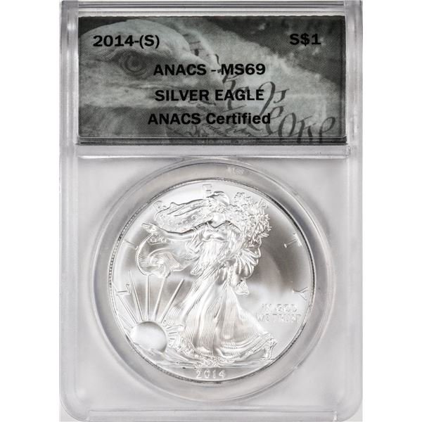 2014-(S) $1 American Silver Eagle Coin ANACS MS69 San Francisco Mint
