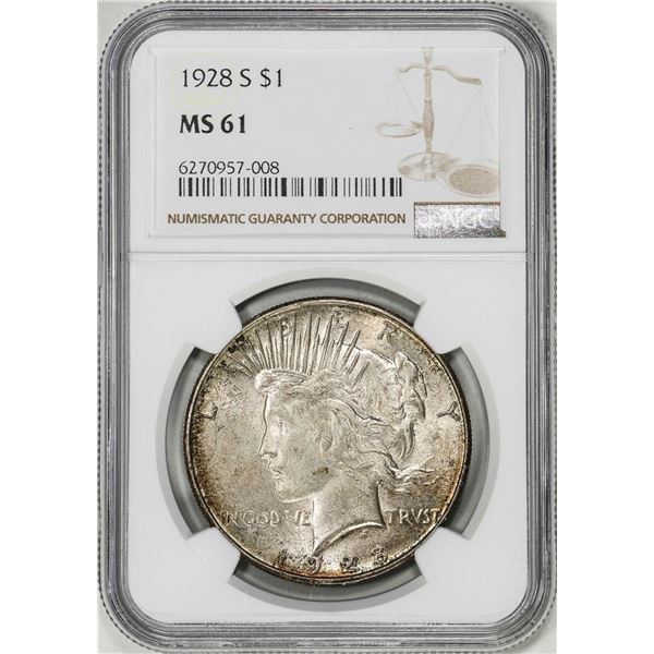 1928-S $1 Peace Silver Dollar Coin NGC MS61